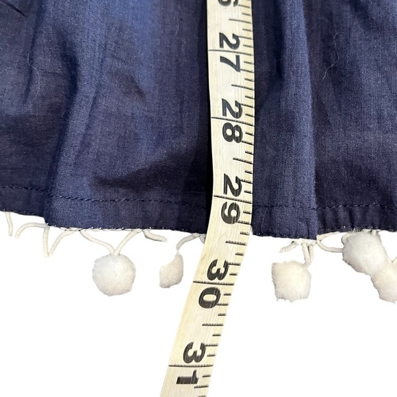 Madison Mathews Navy Blue Tunic White PomPom Trim XL - Picture 5 of 6